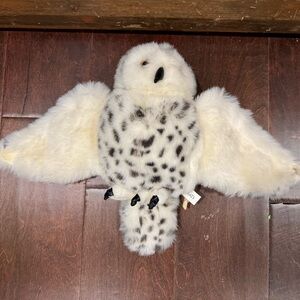 White and Black Plush Owl Puppet Toy